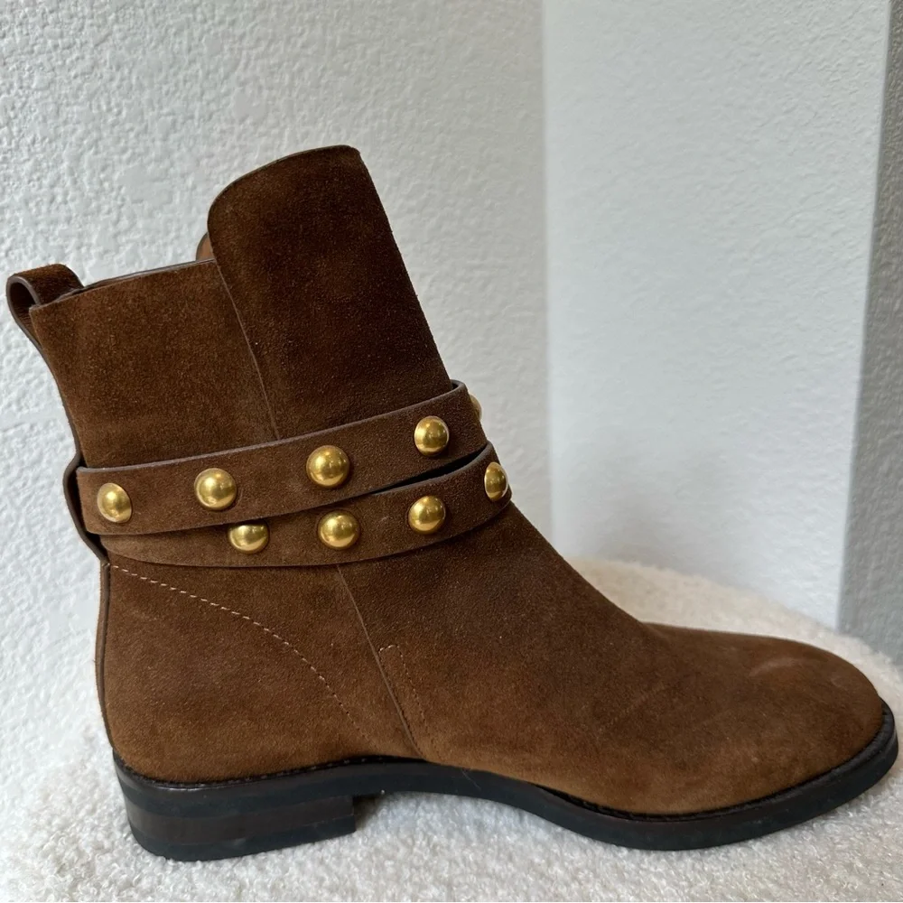 LIKE NEW CHLOE “Janis” Studded Moto Boots Booties, Women’s 6.5
